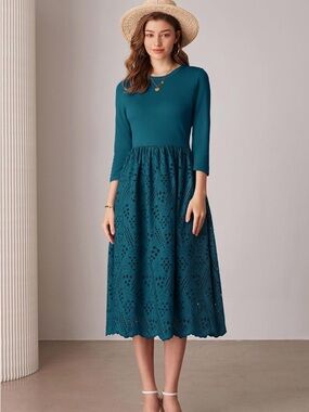 Grace Karin Teal Long Sleeve Dress